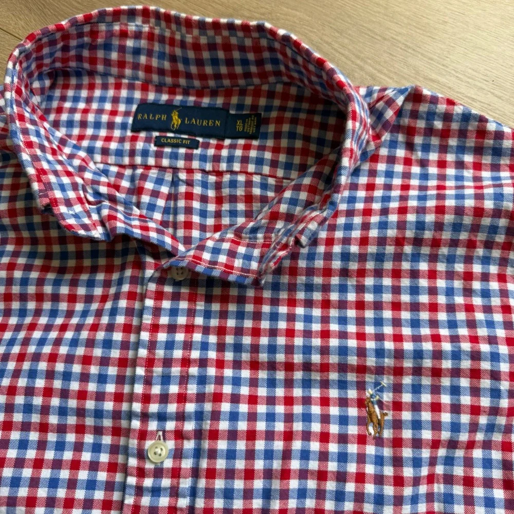 Ralph Lauren Mens XL Classic Fit Gingham Button Down Shirt Red White Blue Pony - Picture 4 of 9